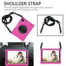 360 Degree Rotation Honeycomb Shockproof Silicone PC Protective Tablet Case with Holder & Shoulder Strap & Hand Strap For iPad Pro 11 (2021) / (2020) / (2018)(Rose Red Black)