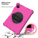 360 Degree Rotation Honeycomb Shockproof Silicone PC Protective Tablet Case with Holder & Shoulder Strap & Hand Strap For iPad Pro 11 (2021) / (2020) / (2018)(Rose Red Black)