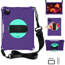360 Degree Rotation Honeycomb Shockproof Silicone PC Protective Tablet Case with Holder & Shoulder Strap & Hand Strap For iPad Pro 11 (2021) / (2020) / (2018)(Purple Mint Green)