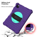 360 Degree Rotation Honeycomb Shockproof Silicone PC Protective Tablet Case with Holder & Shoulder Strap & Hand Strap For iPad Pro 11 (2021) / (2020) / (2018)(Purple Mint Green)