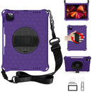 360 Degree Rotation Honeycomb Shockproof Silicone PC Protective Tablet Case with Holder & Shoulder Strap & Hand Strap For iPad Pro 11 (2021) / (2020) / (2018)(Purple Black)