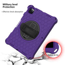 360 Degree Rotation Honeycomb Shockproof Silicone PC Protective Tablet Case with Holder & Shoulder Strap & Hand Strap For iPad Pro 11 (2021) / (2020) / (2018)(Purple Black)