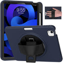 360 Degree Rotation PC + TPU Protective Case with Holder & Hand-strap & Pen Slot For iPad Air 2022 / Air 2020 10.9(Dark Blue)