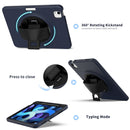 360 Degree Rotation PC + TPU Protective Case with Holder & Hand-strap & Pen Slot For iPad Air 2022 / Air 2020 10.9(Dark Blue)