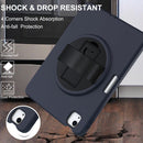 360 Degree Rotation PC + TPU Protective Case with Holder & Hand-strap & Pen Slot For iPad Air 2022 / Air 2020 10.9(Dark Blue)