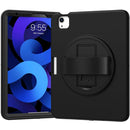 360 Degree Rotation PC + TPU Protective Case with Holder & Hand-strap & Pen Slot For iPad Air 2022 / Air 2020 10.9(Black)