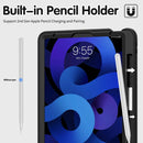 360 Degree Rotation PC + TPU Protective Case with Holder & Hand-strap & Pen Slot For iPad Air 2022 / Air 2020 10.9(Black)