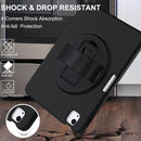 360 Degree Rotation PC + TPU Protective Case with Holder & Hand-strap & Pen Slot For iPad Air 2022 / Air 2020 10.9(Black)