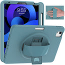 360 Degree Rotation PC + TPU Protective Case with Holder & Hand-strap & Pen Slot For iPad Air 2022 / Air 2020 10.9(Light Blue)