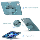 360 Degree Rotation PC + TPU Protective Case with Holder & Hand-strap & Pen Slot For iPad Air 2022 / Air 2020 10.9(Light Blue)