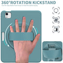 360 Degree Rotation PC + TPU Protective Case with Holder & Hand-strap & Pen Slot For iPad Air 2022 / Air 2020 10.9(Light Blue)