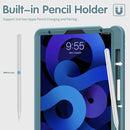 360 Degree Rotation PC + TPU Protective Case with Holder & Hand-strap & Pen Slot For iPad Air 2022 / Air 2020 10.9(Light Blue)