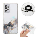 For Samsung Galaxy A32 5G Hollow Marble Pattern TPU Shockproof Protective Case with Neck Strap Rope(Black)