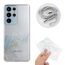 For Samsung Galaxy S21 Ultra 5G Hollow Marble Pattern TPU Shockproof Protective Case with Neck Strap Rope(Grey)