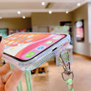 Hollow Marble Pattern TPU Shockproof Protective Case with Neck Strap Rope For iPhone 12 Pro(Blue)