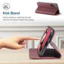 For Samsung Galaxy S21 FE CaseMe 013 Multifunctional Horizontal Flip Leather Case, with Card Slot & Holder & Wallet(Wine Red)