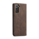 For Samsung Galaxy S21 FE CaseMe 013 Multifunctional Horizontal Flip Leather Case, with Card Slot & Holder & Wallet(Coffee)