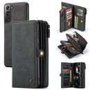 For Samsung Galaxy S21 FE CaseMe 018 Detachable Multi-functional Horizontal Flip Leather Case, with Card Slot & Holder & Zipper Wallet & Photo Frame(Black)