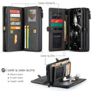 For Samsung Galaxy S21 FE CaseMe 018 Detachable Multi-functional Horizontal Flip Leather Case, with Card Slot & Holder & Zipper Wallet & Photo Frame(Black)