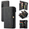 For Samsung Galaxy S21 FE CaseMe 018 Detachable Multi-functional Horizontal Flip Leather Case, with Card Slot & Holder & Zipper Wallet & Photo Frame(Black)