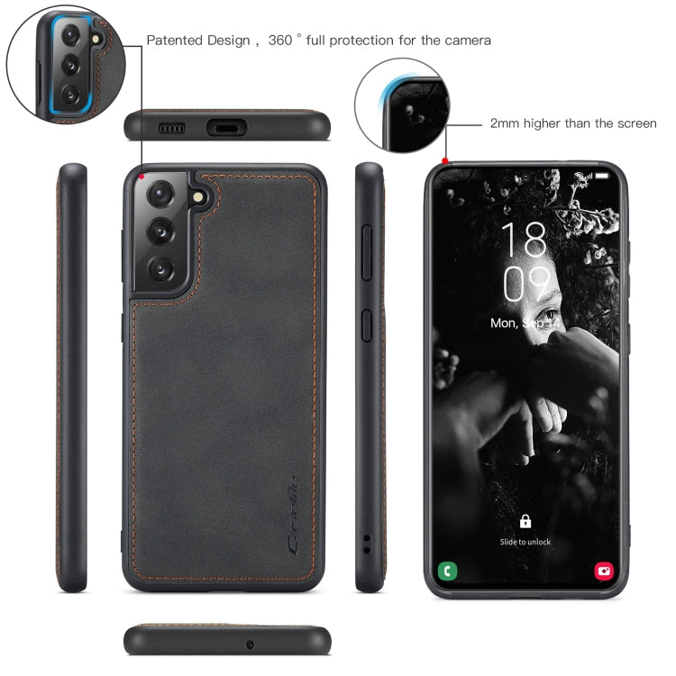 For Samsung Galaxy S21 FE CaseMe 018 Detachable Multi-functional Horizontal Flip Leather Case, with Card Slot & Holder & Zipper Wallet & Photo Frame(Black)