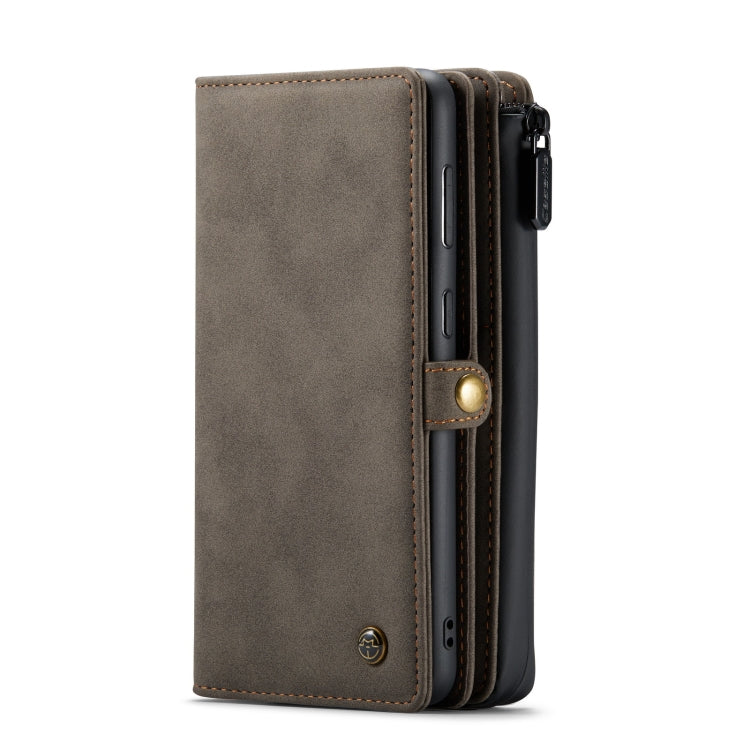 For Samsung Galaxy S21 FE CaseMe 018 Detachable Multi-functional Horizontal Flip Leather Case, with Card Slot & Holder & Zipper Wallet & Photo Frame(Brown)