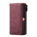 For Samsung Galaxy S21 FE CaseMe 018 Detachable Multi-functional Horizontal Flip Leather Case, with Card Slot & Holder & Zipper Wallet & Photo Frame(Red)