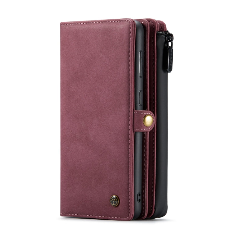 For Samsung Galaxy S21 FE CaseMe 018 Detachable Multi-functional Horizontal Flip Leather Case, with Card Slot & Holder & Zipper Wallet & Photo Frame(Red)