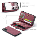 For Samsung Galaxy S21 FE CaseMe 018 Detachable Multi-functional Horizontal Flip Leather Case, with Card Slot & Holder & Zipper Wallet & Photo Frame(Red)