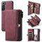 For Samsung Galaxy S21 FE CaseMe 018 Detachable Multi-functional Horizontal Flip Leather Case, with Card Slot & Holder & Zipper Wallet & Photo Frame(Red)