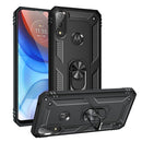 For Motorola Moto E7 Power (2021) Shockproof TPU + PC Protective Case with 360 Degree Rotating Holder(Black)