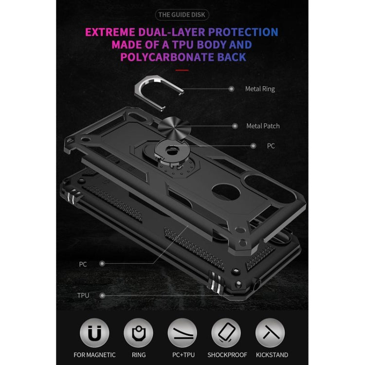 For Motorola Moto E7 Power (2021) Shockproof TPU + PC Protective Case with 360 Degree Rotating Holder(Black)