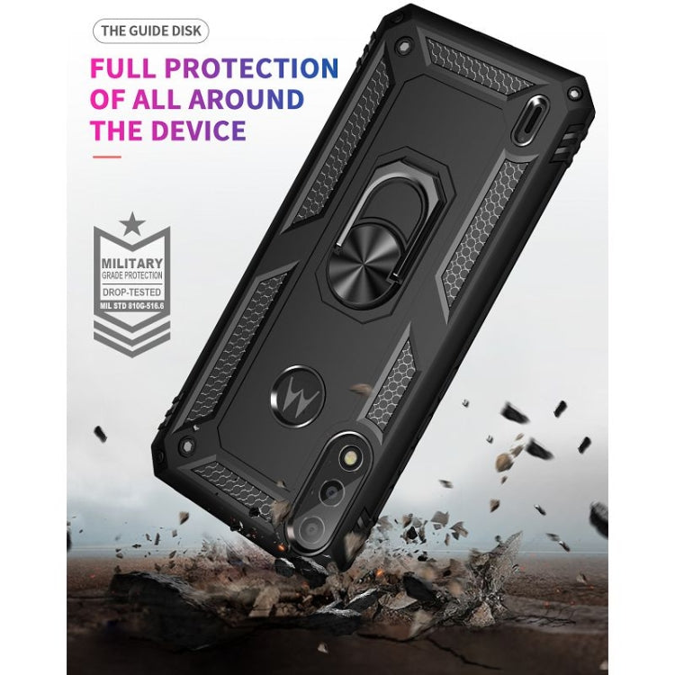 For Motorola Moto E7 Power (2021) Shockproof TPU + PC Protective Case with 360 Degree Rotating Holder(Black)