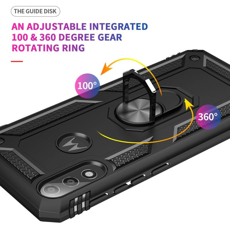 For Motorola Moto E7 Power (2021) Shockproof TPU + PC Protective Case with 360 Degree Rotating Holder(Black)