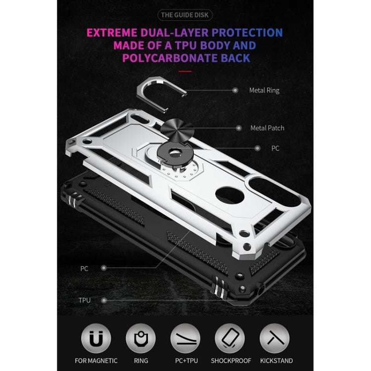 For Motorola Moto E7 Power (2021) Shockproof TPU + PC Protective Case with 360 Degree Rotating Holder(Silver)