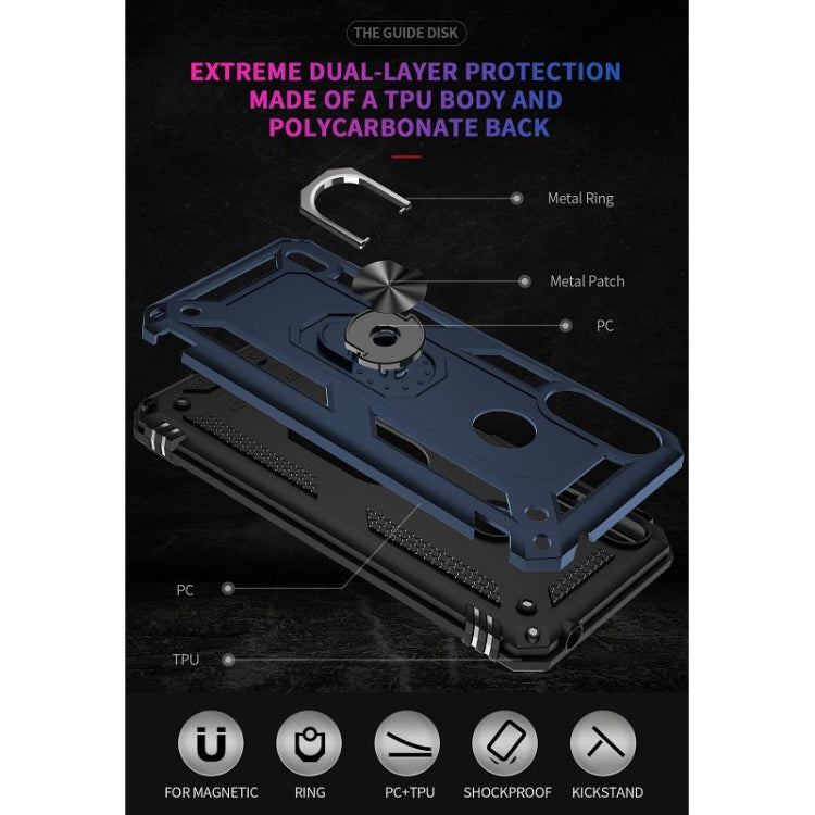 For Motorola Moto E7 Power (2021) Shockproof TPU + PC Protective Case with 360 Degree Rotating Holder(Blue)