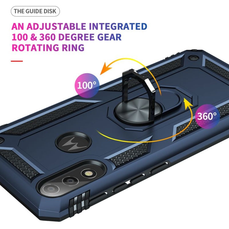 For Motorola Moto E7 Power (2021) Shockproof TPU + PC Protective Case with 360 Degree Rotating Holder(Blue)