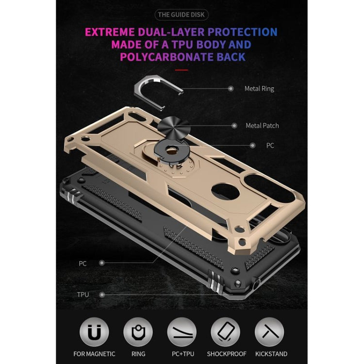 For Motorola Moto E7 Power (2021) Shockproof TPU + PC Protective Case with 360 Degree Rotating Holder(Gold)