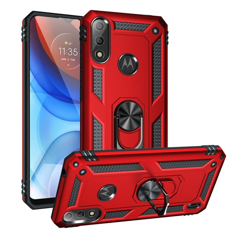 For Motorola Moto E7 Power (2021) Shockproof TPU + PC Protective Case with 360 Degree Rotating Holder(Red)