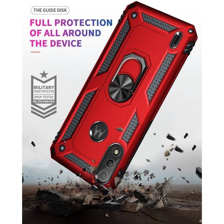 For Motorola Moto E7 Power (2021) Shockproof TPU + PC Protective Case with 360 Degree Rotating Holder(Red)