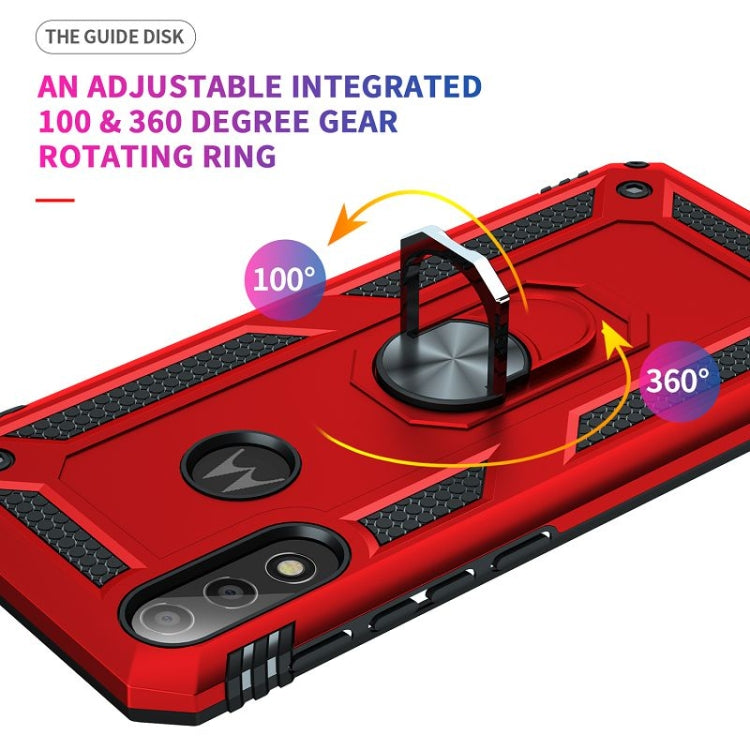 For Motorola Moto E7 Power (2021) Shockproof TPU + PC Protective Case with 360 Degree Rotating Holder(Red)