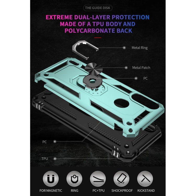 For Motorola Moto E7 Power (2021) Shockproof TPU + PC Protective Case with 360 Degree Rotating Holder(Green)