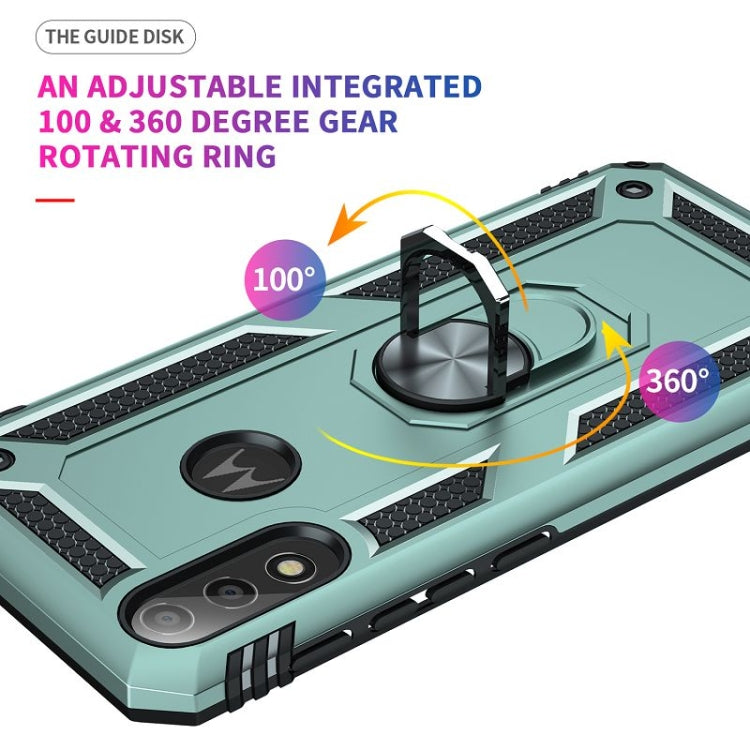 For Motorola Moto E7 Power (2021) Shockproof TPU + PC Protective Case with 360 Degree Rotating Holder(Green)