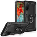 For Samsung Galaxy S21 FE Shockproof TPU + PC Protective Case with 360 Degree Rotating Holder(Black)