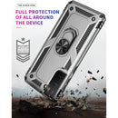 For Samsung Galaxy S21 FE Shockproof TPU + PC Protective Case with 360 Degree Rotating Holder(Silver)