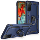 For Samsung Galaxy S21 FE Shockproof TPU + PC Protective Case with 360 Degree Rotating Holder(Blue)