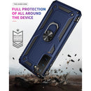 For Samsung Galaxy S21 FE Shockproof TPU + PC Protective Case with 360 Degree Rotating Holder(Blue)