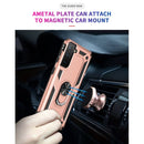 For Samsung Galaxy S21 FE Shockproof TPU + PC Protective Case with 360 Degree Rotating Holder(Rose Gold)