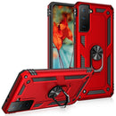 For Samsung Galaxy S21 FE Shockproof TPU + PC Protective Case with 360 Degree Rotating Holder(Red)