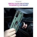 For Samsung Galaxy S21 FE Shockproof TPU + PC Protective Case with 360 Degree Rotating Holder(Green)